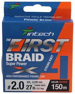 Шнур Intech First Braid X4 150м 2,0/0,235мм orange - фото 1