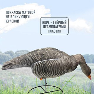 Подсадной гусь Taigan Goose кормящийся со съемной головой на стальном основании - фото 3