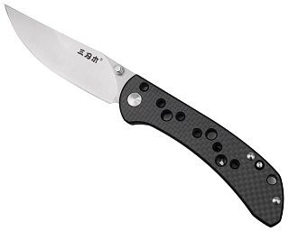 Нож Sanrenmu 9165-KB складной сталь 12C27 Brush black carbon fiber overlay G10 - фото 5