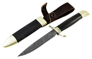 Нож ИП СЕМИНА НКВД дамасская сталь литье граб деревянные ножны - фото 1