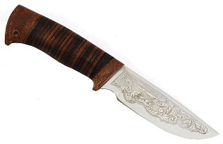 Нож Росоружие Сталкер-2 сталь 110х18 рукоять кожа рисунок