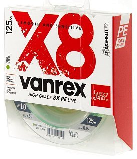 Шнур Lucky John Vanrex X8 125м 1.0/ 0.16 мм зеленый 