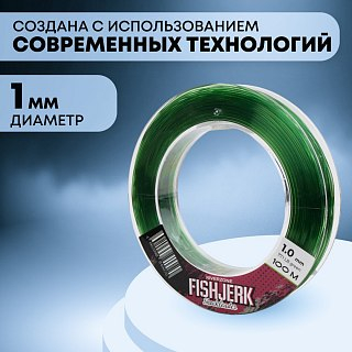 Леска Riverzone FishJerk 100м 1,0мм 77,1lb green - фото 2