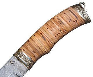 Нож ИП Семин Муромец  дамасская сталь  литье береста - фото 3