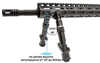 Сошки UTG KeyMod раздельные опоры 127-203см 5 положений алюминий - фото 2