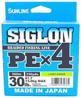 Шнур Sunline Siglon PEх4 light green 300м 1,7 30lb - фото 3
