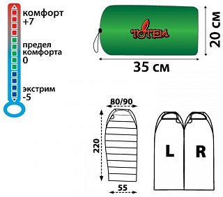 Спальник Totem Hunter правый олива - фото 4